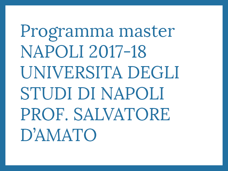 Programma master Napoli 2017 - 2018
